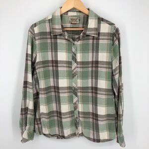 Schmidt Workwear Womens Shirt Size XL Green Plaid Fit For Her Flannel Button Up